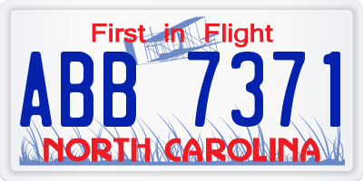 NC license plate ABB7371