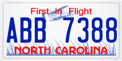 NC license plate ABB7388