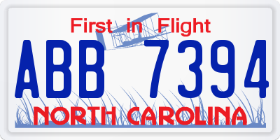 NC license plate ABB7394