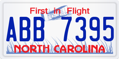 NC license plate ABB7395