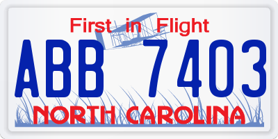 NC license plate ABB7403