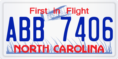 NC license plate ABB7406