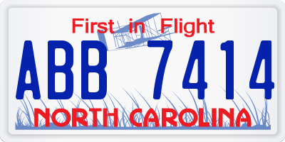 NC license plate ABB7414