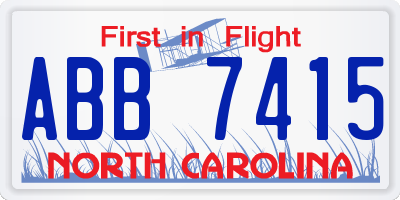 NC license plate ABB7415