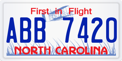 NC license plate ABB7420