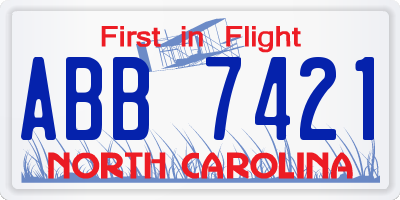 NC license plate ABB7421