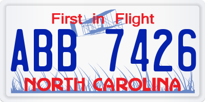 NC license plate ABB7426