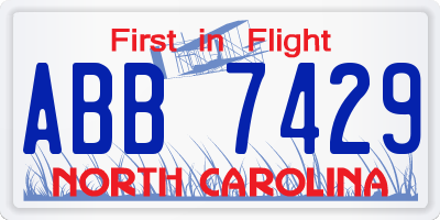 NC license plate ABB7429