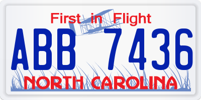 NC license plate ABB7436