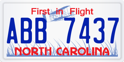 NC license plate ABB7437