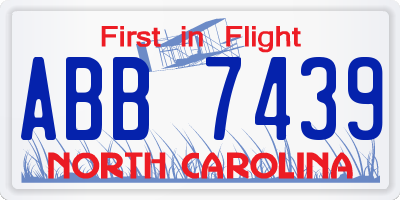 NC license plate ABB7439