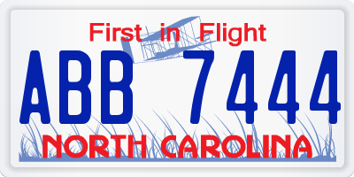 NC license plate ABB7444