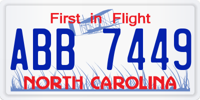 NC license plate ABB7449