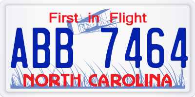 NC license plate ABB7464