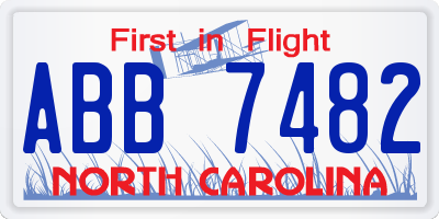 NC license plate ABB7482