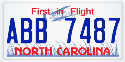 NC license plate ABB7487