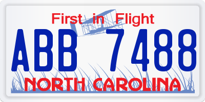 NC license plate ABB7488