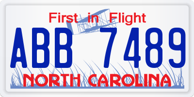 NC license plate ABB7489