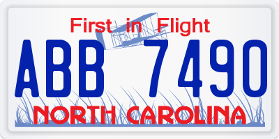 NC license plate ABB7490