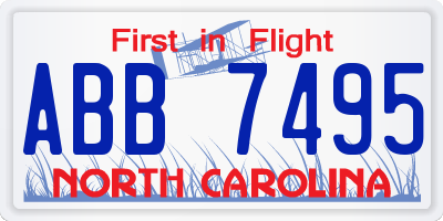 NC license plate ABB7495