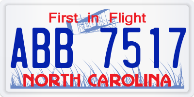 NC license plate ABB7517