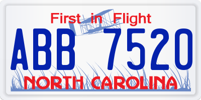 NC license plate ABB7520