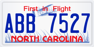 NC license plate ABB7527