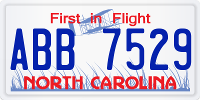 NC license plate ABB7529