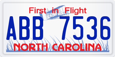 NC license plate ABB7536