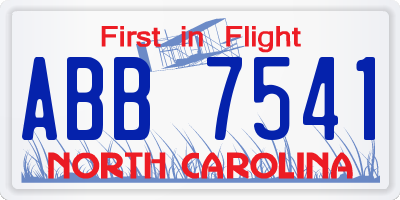 NC license plate ABB7541