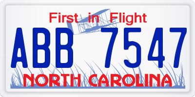 NC license plate ABB7547