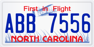 NC license plate ABB7556