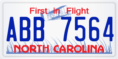 NC license plate ABB7564