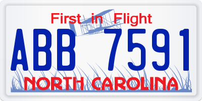 NC license plate ABB7591