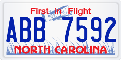 NC license plate ABB7592