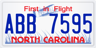 NC license plate ABB7595