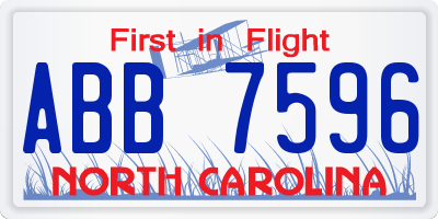 NC license plate ABB7596