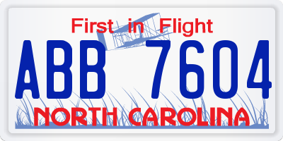 NC license plate ABB7604