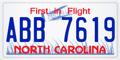 NC license plate ABB7619