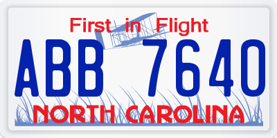NC license plate ABB7640