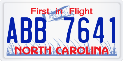 NC license plate ABB7641