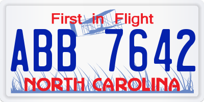 NC license plate ABB7642