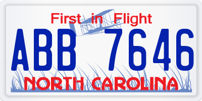 NC license plate ABB7646