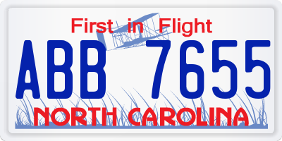 NC license plate ABB7655
