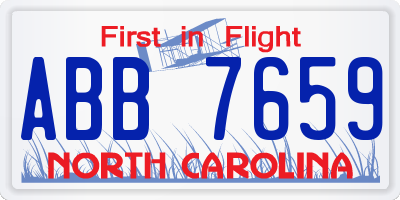 NC license plate ABB7659