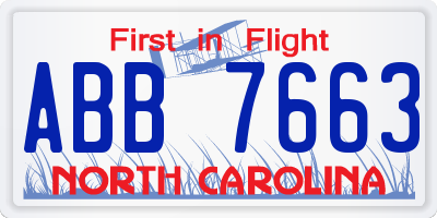 NC license plate ABB7663
