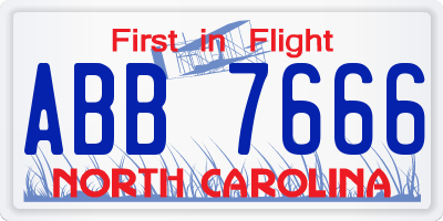 NC license plate ABB7666
