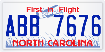 NC license plate ABB7676