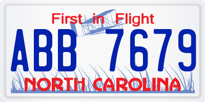 NC license plate ABB7679