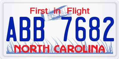 NC license plate ABB7682